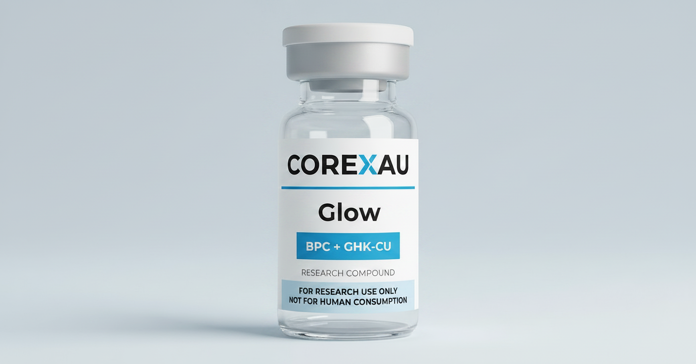 Glow Protocol BPC + TB-500 + GHK-Cu vial — front view